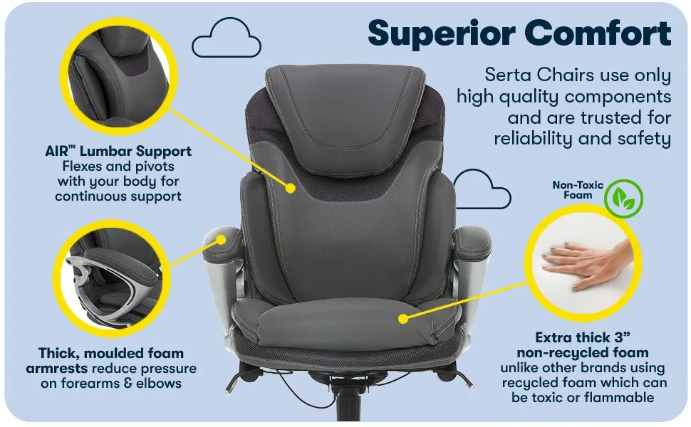 Ergonomic Office Chair with Waist Technology - Stylish Swivel Chair for Home & Office