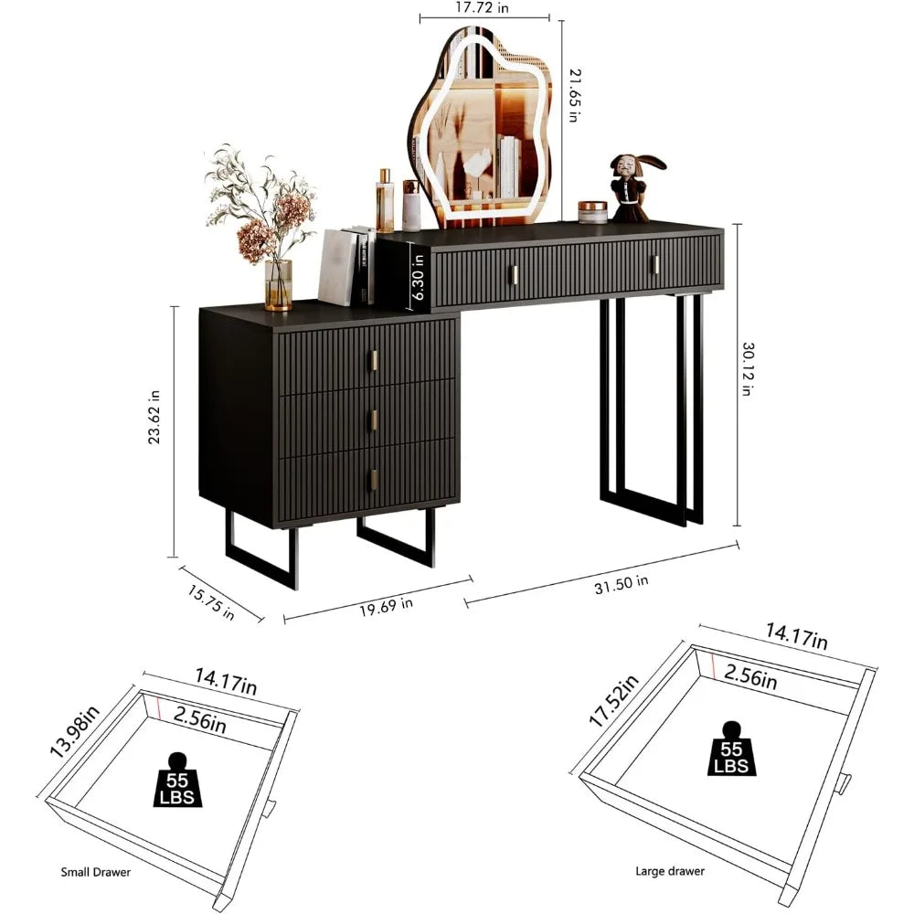 Dressing Table, with 5 Spacious Drawers