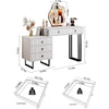 White Dressing Table with 3-color Touch Screen illuminated Mirror