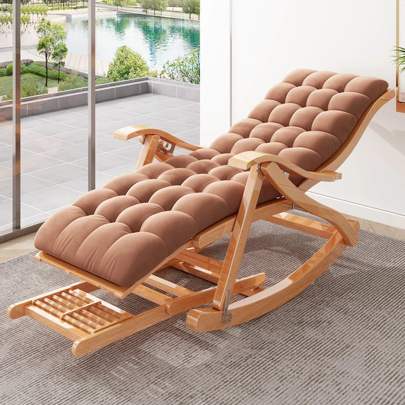 Bamboo Recliner Relax Folding Rocking Chair